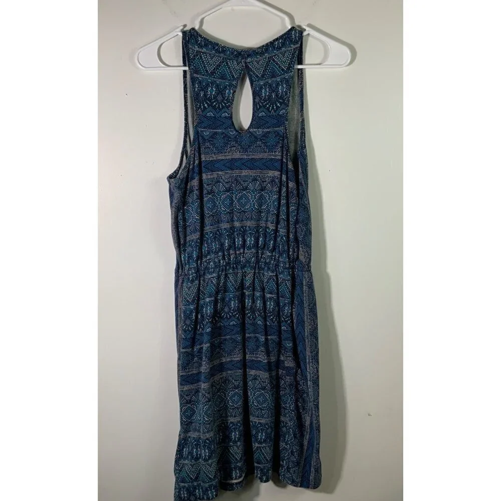 Womens Patagonia West Ashley Aztec Dress‎ Keyhole Back Blue White M - Picture 2 of 7